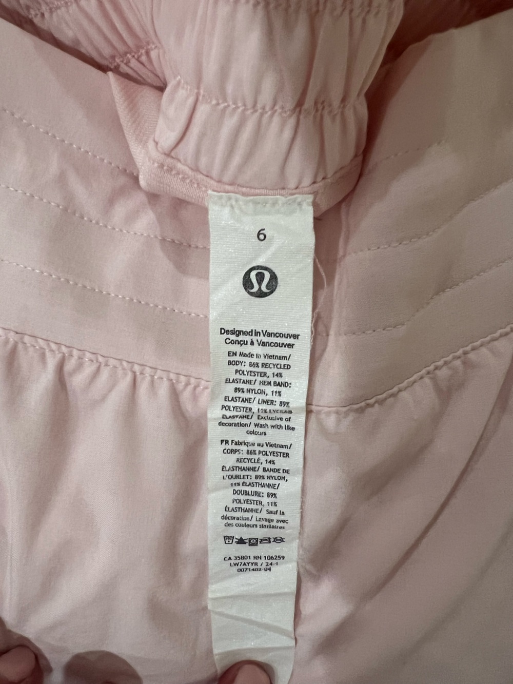 Light Pink Lululemon Hotty Hot High-Rise Lined Shorts 2.5” size 6 - Picture 4 of 4